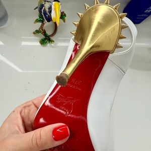 Christian Louboutin White and Gold Heels